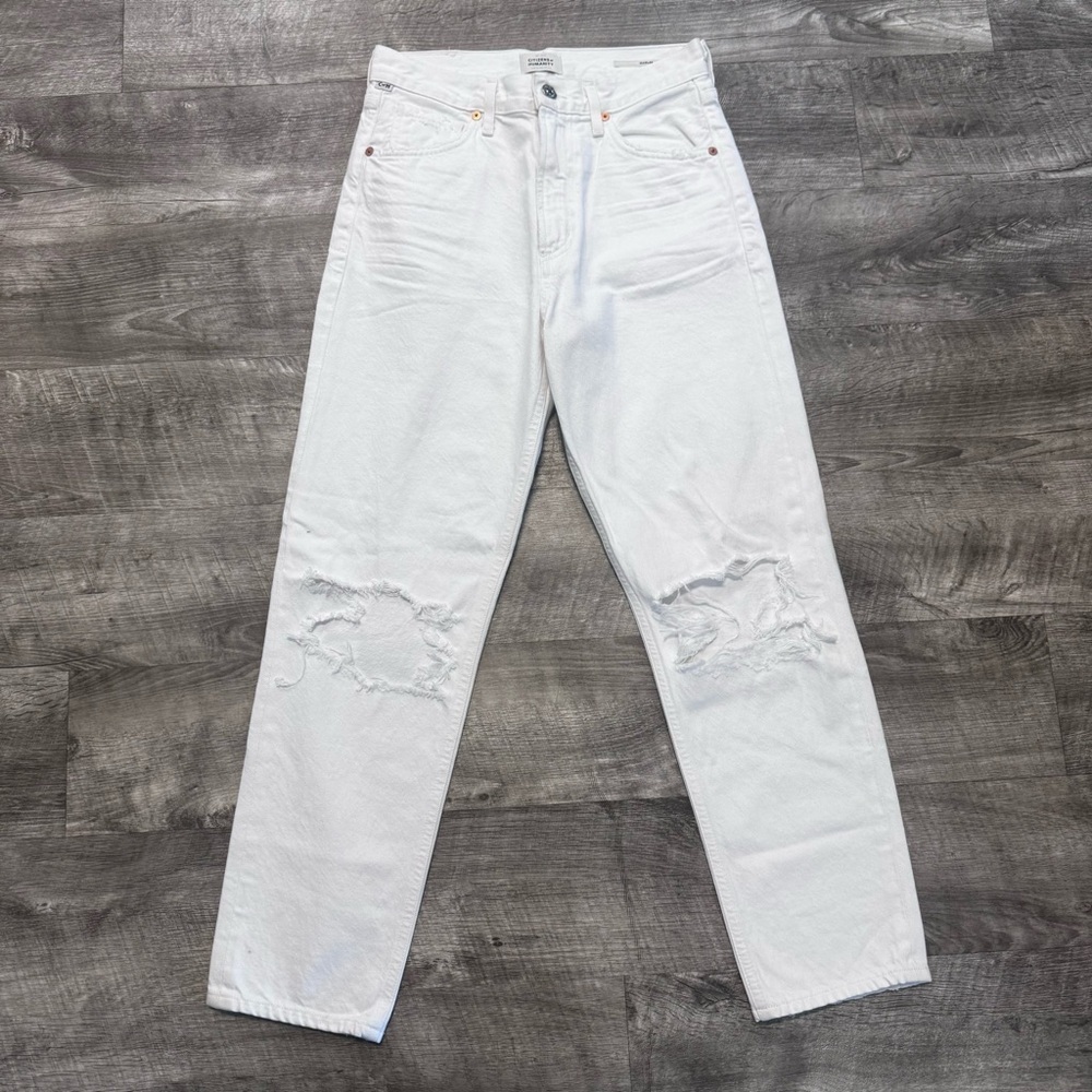 Citizens of Humanity Marlee White Distressed Straight Leg Jeans Womens Sz. 24